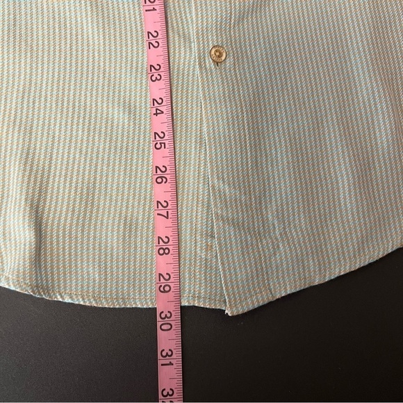 Oakley Shirt Mens Medium Plaid Mint Green Button Up Short Sleeve Tan Cream  H - Picture 7 of 8
